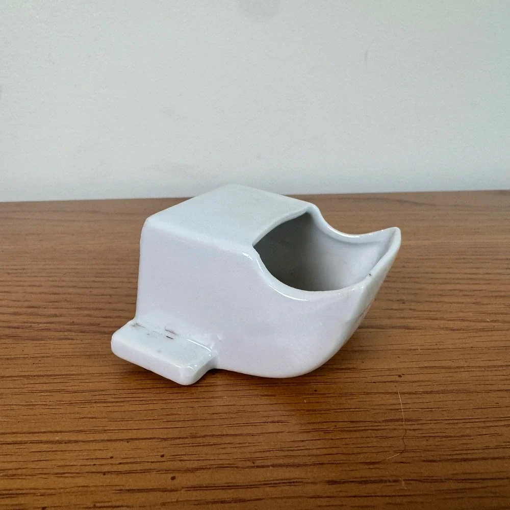 Vintage White Porcelain Made in Japan‎ Bird Feed Water Dish MCM Style